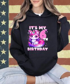 It's My 6th Birthday Unicorn Girls Teens Funny Cat Lover T-Shirt