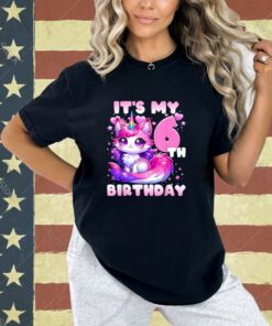 It's My 6th Birthday Unicorn Girls Teens Funny Cat Lover T-Shirt