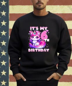 It's My 6th Birthday Unicorn Girls Teens Funny Cat Lover T-Shirt