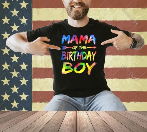 Mama of the Birthday Boy Tie Dye Colorful Bday Party T-Shirt