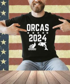 Orcas 2024 Funny Politics Orca Sinking Boat Election T-Shirt