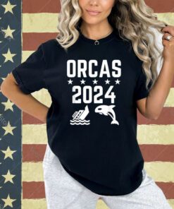 Orcas 2024 Funny Politics Orca Sinking Boat Election T-Shirt