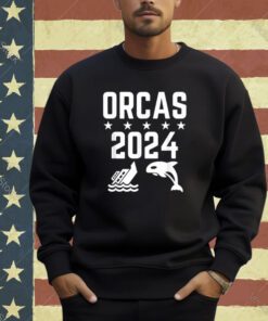 Orcas 2024 Funny Politics Orca Sinking Boat Election T-Shirt