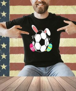 Soccer Ball Bunny Ears Eggs Easter Day Rabbit Boys Kids T-Shirt