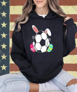 Soccer Ball Bunny Ears Eggs Easter Day Rabbit Boys Kids T-Shirt