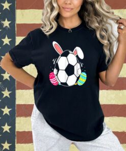 Soccer Ball Bunny Ears Eggs Easter Day Rabbit Boys Kids T-Shirt