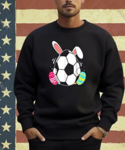 Soccer Ball Bunny Ears Eggs Easter Day Rabbit Boys Kids T-Shirt