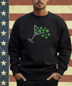 St Patrick's Day Martini Clover Rhinestone Paddy's Day T-Shirt