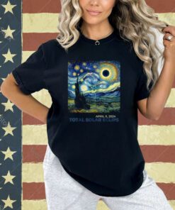 Total Solar Eclipse 2024 Vincent van Gogh Art Starry Night T-Shirt