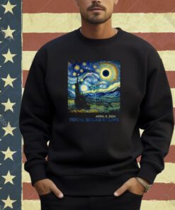 Total Solar Eclipse 2024 Vincent van Gogh Art Starry Night T-Shirt