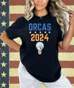 Womens Orcas 2024 Sinking Boat Funny Orca Politics Election V-Neck T-Shirt