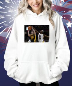 Johnson Blocks A Shot By Iowa Guard Caitlin Clark Funny Shirts