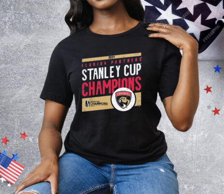Florida Panthers Majestic Threads 2024 Stanley Cup Champions Tri-Blend Ringer Tee Shirt