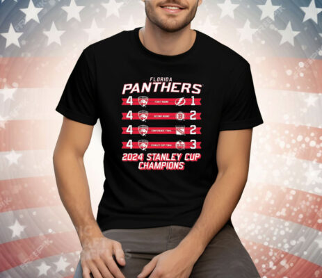Florida Panthers 2024 Stanley Cup Champions Schedule Tee Shirt