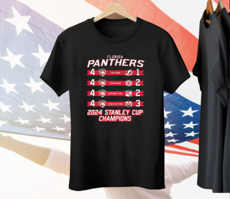 Florida Panthers 2024 Stanley Cup Champions Schedule Tee Shirt