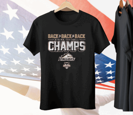 BIRMINGHAM STALLIONS BACK-TO-BACK-TO-BACK SPRING FOOTBALL CHAMPS Tee Shirt