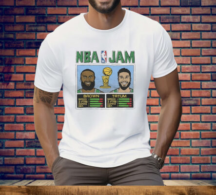 Jayson Tatum and Jaylen Brown Boston Celtics 2024 NBA Finals Champions NBA Jam Tee Shirt