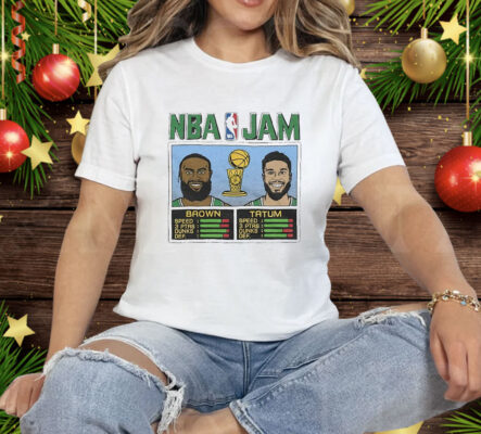 Jayson Tatum and Jaylen Brown Boston Celtics 2024 NBA Finals Champions NBA Jam Tee Shirt