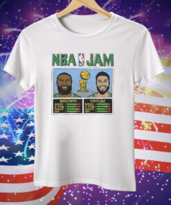 Jayson Tatum and Jaylen Brown Boston Celtics 2024 NBA Finals Champions NBA Jam Tee Shirt