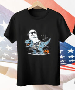 Halloween Ghost Riding Zombie T-Rex Tee Shirt