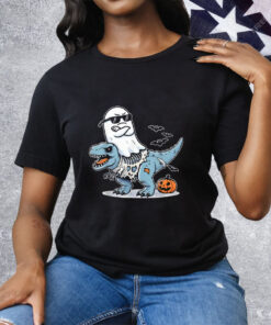 Halloween Ghost Riding Zombie T-Rex Tee Shirt