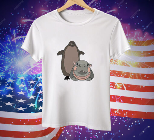 Pesto The Penguin And Moo Deng The Baby Hippo Tee Shirt