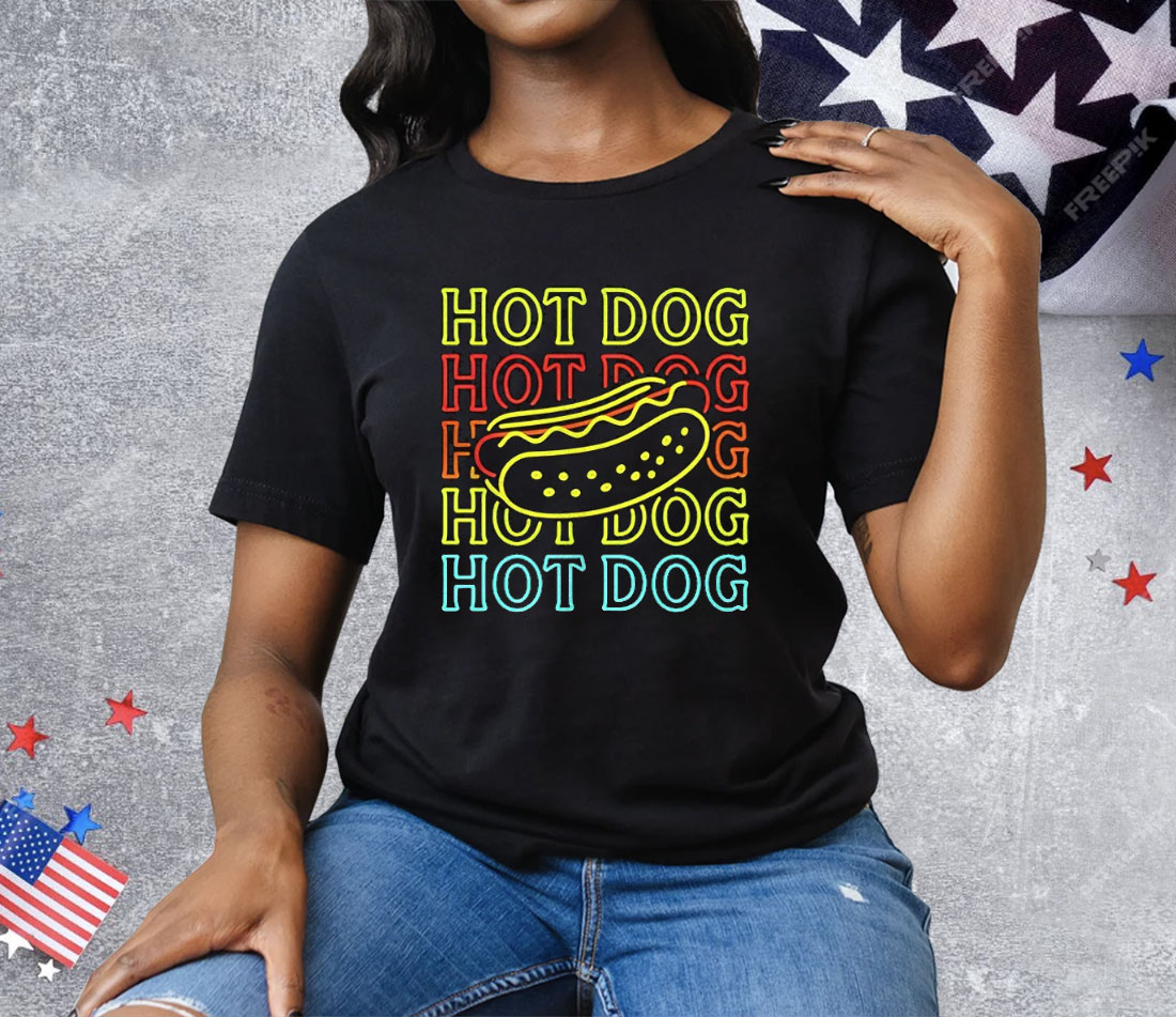 Hot Dog Neon Tee Shirt