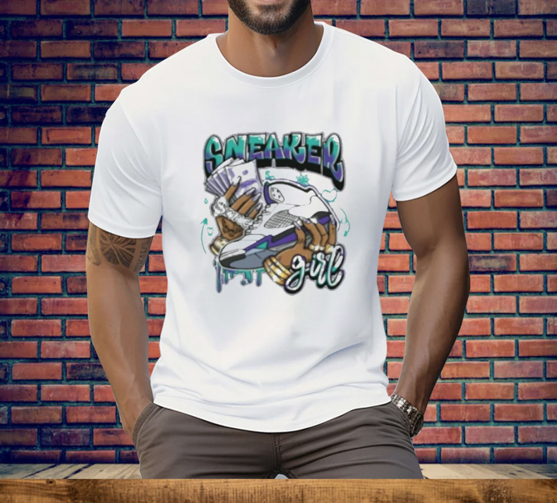 Jordan 5 Grape Sneaker Girl Tee Shirt