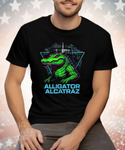 Alligator Alcatraz Neon Cityscape Tee Shirt