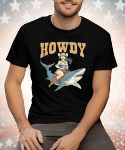 Cowgirl Riding Shark Rodeo Tee Shirt