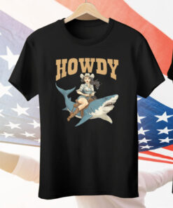 Cowgirl Riding Shark Rodeo Tee Shirt