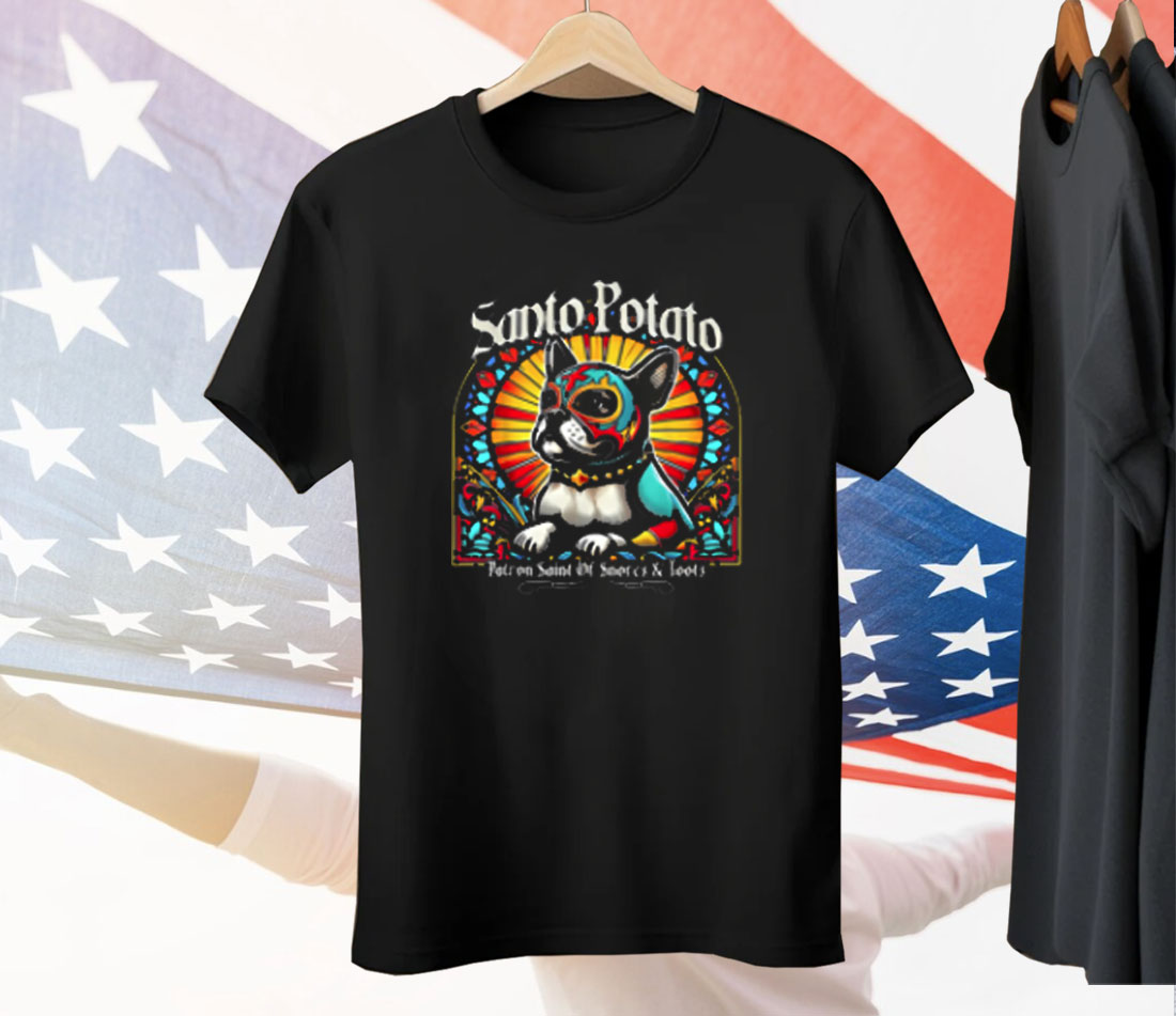 Dog Bulldog Meme Santo Potato Patron Saint Of Snores & Toots Tee Shirt