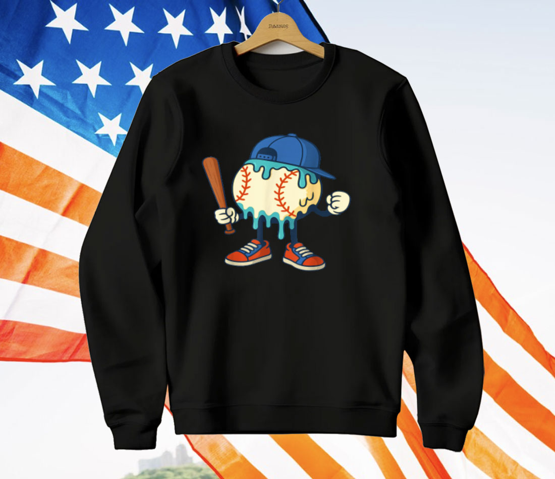Ice Cream Drip Baseball Sports Baseball Drip T-Shirt