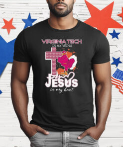 Virginia Tech Hokies In My Veins Jesus In My Heart Mascot T-Shirt